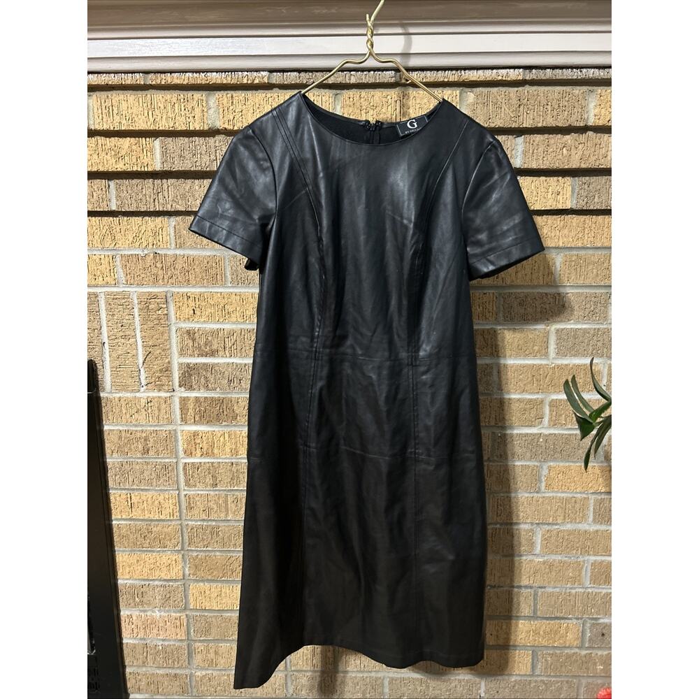 G By Giuliana Faux Leather Dress Women's Size 6 Minimalist 90s Corporate Modern - Picture 2 of 6